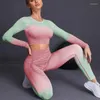 Active Sets dames tracksuit naadloze yoga set gym fitness kleding sportkleding hoge taille leggings lange mouw crop top sport beha