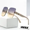 Randless quadratische Sonnenbrille f￼r Frauen Gold Metallgrau -Gradient Designer Sonnenbrillen UV400 Brillen mit Box Brillen 2023