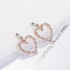 Studörhängen Fashion 925 Silver för kvinnor Bröllopsfest Luxury Crystal Zircon Heart Earring Jewelry Gift Brincos 585Stud