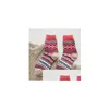 Kids Socks Winter Thermal Vintage Colorf Stockings Wool Knit Christmas Kneehigh Hosiery Chaussettes Fashion Cotton Casual Anklet Dro Dhdwl