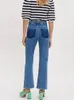 Kvinnors jeans maj vår sommar kvinnors franska väv med hög midja mikro flare damer kvalitet märke byxor