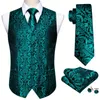 Men's Vests Purple Floral Silk Vest Waistcoat Men Slim Suit Paisley Necktie Handkerchief Cufflinks Tie Business Barry.Wang Design