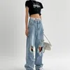 W3RI MENS JEANS FOUFURIEUX RIPPED PER UOMINO FASCIO BASSA VINTAGE STREETTORE VINTA BLU BLU DONNA DRIMA SCLICA