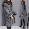 Women's Fur & Faux ZOGAA Winter Women Coat Ladies Warm Soft Collar Batwing Sleeve Coats Female Furry Comfortable Overcoat Size XS-3XL
