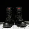 Boots Men Tactical Military Boots Mens Casual Shoes Leather SWAT Army Boot Motorcycle Ankle Combat Boots Black Botas Militares Hombre 230217