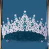 Tiaras kmvexo gümüş renkli yeşil kristal taç kadın moda yüksek atmosferik headdress gelin düğün saç aksesuarları parti z0220