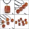 Collares pendientes Irregar Cubic Red Agate Stone Healing Crystal Energy Cuarzo Moda Mujeres Hombres Joyería Venta al por mayor Drop Delivery Penda Dhpkn