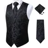 Men's Vests Men's Suit Vest Neck Tie Set Wedding Dress Paisley Silk Waistcoat Men Clothing Gilet Homme Sleeveless Formal Business Jacket