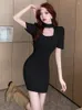 Casual Dresses 2023 Fashion Autumn Winter Women Evening Dress Chic Sticked Sweater Sexig ihålig Bodycon Mini Short Party Prom Mujer Vestidos