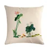 Almofada de estilo chinês capa de 45x45cm Hydrangea lótus travesseiros decorativos estampados em casa safá de cadeira de cadeira na banheira