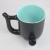 15 Ounce Double Color Ceramic Pipe Mug Coffee Cup Water Pipes Black Bong Cup For Tobacco Smoking