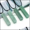 Colliers pendants rectangar barre d'aventurine verte pilier reiki guérison énergétique cristal stone quartz chaîne corde fashion femmes hommes bijou dhm1q