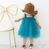 Fille robes enfants mode sans manches jarretelle robe de soirée enfants hauts 2023 été mignon bébé filles mode maille bretelles