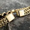 Bangle Men's Charm Golden Leopard Head Bracelet Stainless Steel Punk Chain Couple Wristband Women's Gifts For Friends