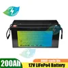 12V Lithium-Eisenphosphat-Batterie 200Ah Eingebaute BMS LFP LiFePO4-Batterie für Wohnmobil Wind Solarenergie Roller Dreirad Boot