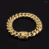 Strand Charming Men's Yellow Gold 316 Stainless Steel Hip Hop Heavy Miami Cuban Link Bracelet