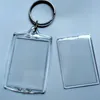 Keychains 100st Keychain Rectangle Transparent Blank Acrylic Insert Picture Frame Keyring Key Holder DIY Split Ring