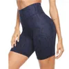 Shorts ativos Mulheres trepadeiras de impressão de cintura alta ioga com 2 bolsos invisíveis Não transpare o controle atlético da barriga Athletic ZJ55