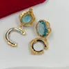 Designer Huge Gemstone Luxury Charm Lady Letters Exquisite Earrings Wedding Party Vintage Jewelry for Women