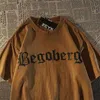 メンズTシャツヴィンテージブラウンクロスTシャツゴシックグラフィックプリントコットンカジュアル特大のメンズティーY2Kグランジ服ヒップホップストリートトップユニセックスZ0220