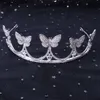 Tiaras brud huvudbonad strass zirkon fjäril metall krona huvudbonader för drottning tiaras fest prom bröllopsklänning hår smycken flickor z0220