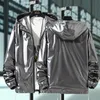 Men's Jackets Hooded Jacket 2023 Spring Korean Version Plus Size 5XL Male And Female Couples Blue Black Gray Glossy Thin Section CoatMen's