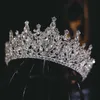 Tiaras lyxig stor strass geometrisk brud tiaras krona barock kristalltävling prom diadem brud pannband bröllop hår tillbehör z0220