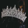 Tiaras Luxury Big Rhinestone Geometric Bridal Tiaras Crown Crown Baroque Crystal Pageant Prom Diadem Bride Head Bands Weddy Hair Accessories Z0220