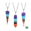Pendant Necklaces 7 Chakra Pendum Stone Rainbow Pillar Charms Necklace Jewelry Making Hangings Fashion Wholesale Drop Delivery Pendan Dhlpo