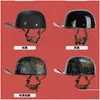 Motorhelmen Matter Gray Vintage Retro Helmm Motor Moto Rijbeveiliging Gear Casque Scooter Biker Racing Half Uni Drop Dh0ij