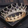 Tiaras Bride Royal Purple Crystal Queen King Tiaras and Crowns Bridal Controsel Diodem Head Ornament Wedding Hair Akcesoria Z0220