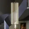 Pendant Lamps Nordic Stairs Straight Remote Control Led Dimmable Lights Modern Luxury Black Suspend Luminarias Fixtures