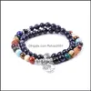 Charm Bracelets Tree Of Life 6Mm Cosmic Galaxy Stone Guard Bracelet Layers Wrap Women Men Blue Sand Long Jewelry Drop Delivery Dhkqj