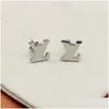 Stud Fashion Classic Boucles d'oreilles en acier inoxydable plaqué or Bijoux pour femmes Cadeaux pour les amis Memorial Day Engagement Lovers Do Not Dro Dhnxw