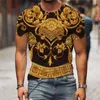 Erkek T Shirt Lüks Gömlek Erkekler Için Barok Tarzı 3D erkek T-Shirt Kısa Kollu Yuvarlak Boyun Streetwear Moda Tops