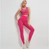 Active Sets Yoga Seamless Set Women's Fitness Suit Sportswear Top Bra High Waist Stretch Hip Leggings Pants Gym Push Up Workout Running