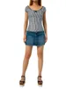 レディースTシャツレトロ2000年代格子柄半袖Tシャツ女性夏のかわいいボウノットvネックスリムティーフェアリーグランジ美学トップス