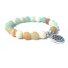 Strand högkvalitativ natursten lotus ohm buddha armband matt amazonite mala pärlor justerbara yogararmband för kvinnliga män smycken