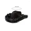 Berety Shinning Sears Decor Fedora Hat dla kobiet mężczyzn oddychająca kowbojska czapka z krzywą pióra Brim Western Jazz Feel B85D