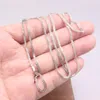 Chains Pure 18K White Gold Necklace 2mmW Wheat Chain Link Stamp Au750 For Woman Man