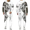 Fatos de treino masculinos Cool Lion D Print Pulôver Conjuntos de calças Moletons casuais com capuz Roupas esportivas Moda Roupas masculinas Terno Treino feminino L230220