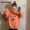 Kvinnors hoodies tröjor kvinnor kawaii överdimensionerade harajuku söt anime ficka koreanska streetwear toppar vintage grå sammet kvinna