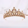 Tiaras Baroque عتيق اللون الذهبي الوردي الكريستال القلب الزفاف Tiaras التاج Rhinestone Diadem شعر الزفاف مجوهرات عقال تاج نويفا Z0220