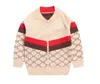 B140 kids designer clothes plaid Knitted jacket Cardigan baby boy girl Sweaters zip up knitwear Jumper children coat