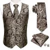 Men's Vests Fashion Blue Men Suit Vest Tie Set Silk Paisley Waistcoat Silm Fit Formal Business Party Weeding High Quality 3XL Barry.Wang