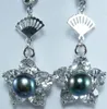 Stud Earrings Sell - 3 Colors! Charming White/pink/black Pearl Bead Dangle Bless Lucky 925 CZLuxury Girls Wedding