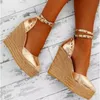 Sandalen vrouwen platform espadrille schoenen zomer hoge hakken wiggen gladiator sexy klinknagel enkelband dames pumps groot formaat