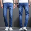 Jeans masculins 2023 printemps d'été mince bleu bleu fashion occasionnel extension slim-ats pantalon denim pantalon de marque masculine