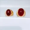 Anelli a grappolo in acciaio inossidabile moda classica Bague anello da sposa amore per donne uomini amanti dell'oro gioielli pietra rossa