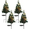 Décorations de Noël 2pcs / pack Solaire Arbre Lumière Smart Sensing Pelouse Lampe Extérieure Étanche Jardin LED Pommes De Pin Cour Paysage